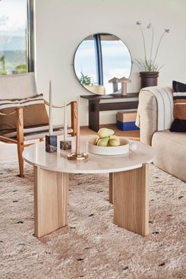 Lune Marmor Soffbord Natur/Vit Aska Oyoy Living Ø84cm