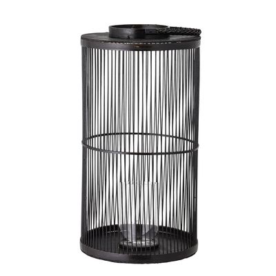 Effie Lykta m/glas Svart Bambu Ø29cm Bloomingville