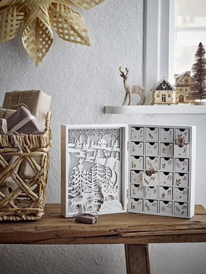 Elimar Calendar w/light Vit Plywood H29cm Bloomingville