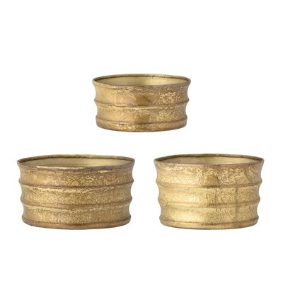Kruka Guld Metall Lucilla Set om 3 | Bloomingville