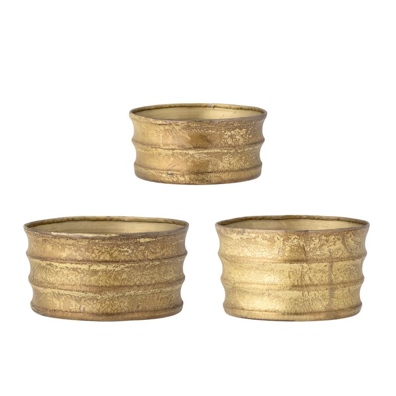 Kruka Guld Metall Lucilla Set om 3 | Bloomingville