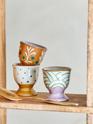 Äggkopp Brun Stengods Vincent Set om 3 | Bloomingville