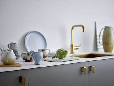 Bloomingville Avonlea Kopp, Blå, Stengods Ø9xH10,5 cm, Set om 4