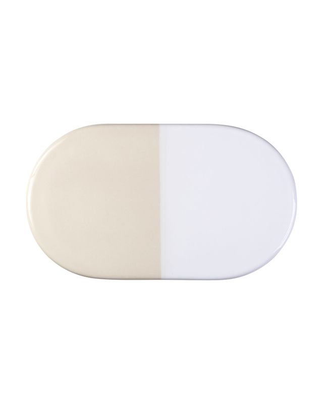 Bergs Potter Nuna GLAZED Dekorativ Bricka L34 cm, Mineralvit