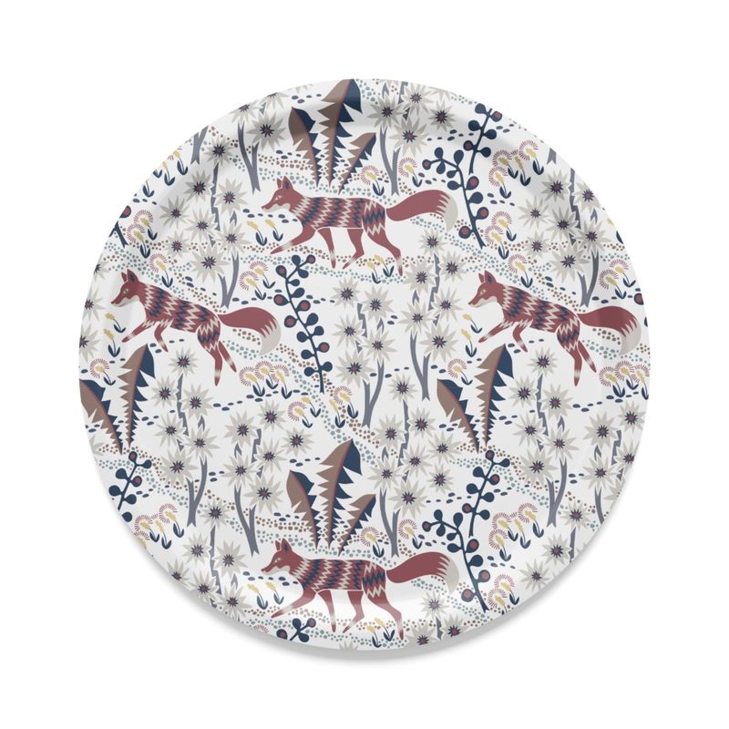 Stjärnspeja beige/röd rund bricka Arvidssons Textil
