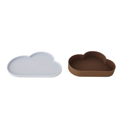 Tallrik och skål Isblå / Brun Silikon OYOY MINI