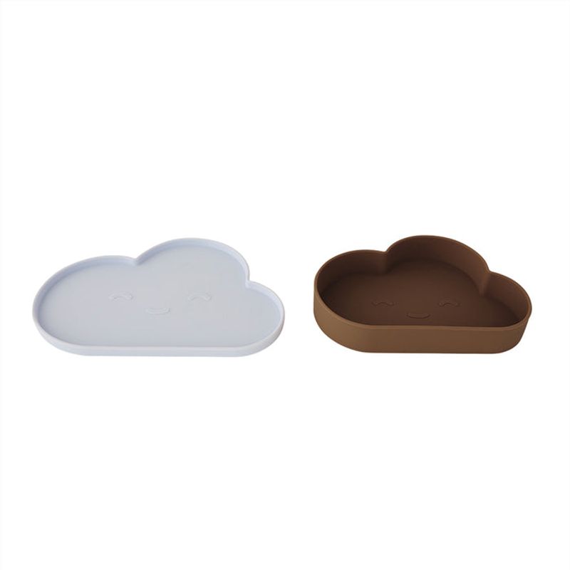 Tallrik och skål Isblå / Brun Silikon OYOY MINI