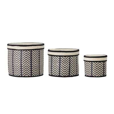 Islim Korg m/lock Svart Palmblad Ø30cm Set om 3 Bloomingville