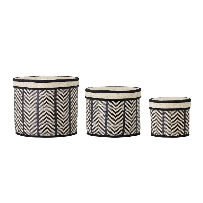 Islim Korg m/lock Svart Palmblad Ø30cm Set om 3 Bloomingville