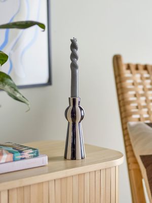 Ljusstake Svart Stengods Eja | Bloomingville