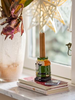 Ljusstake Grön Stengods Feast | Bloomingville