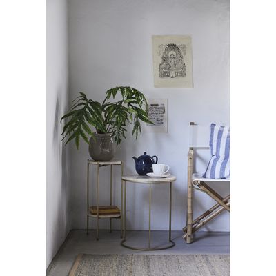 Lene Bjerre Traville Sidobord Linne Travertin