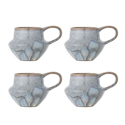 Bloomingville Bessie Mugg, Blå, Stengods Ø10xH9 cm, Set om 4