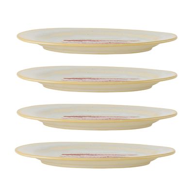 Bloomingville Hadden Tallrik, Röd, Stengods Ø27,5xH2 cm, Set om 4