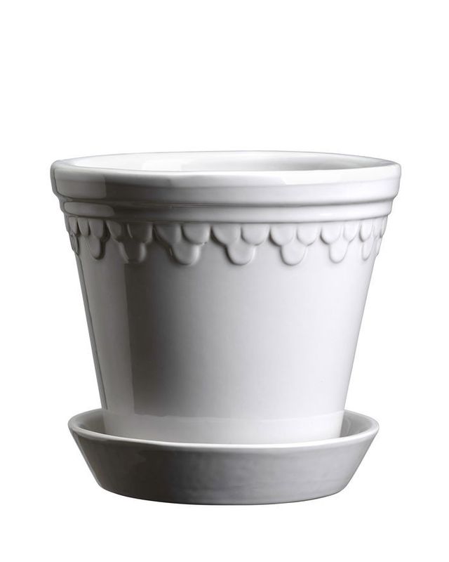 Bergs Potter Københavner GLAZED Kruka med Fat Ø25 cm Mineralvit