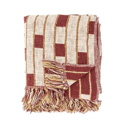Bloomingville Cang Pläd, Röd, Bomull L160xW130 cm