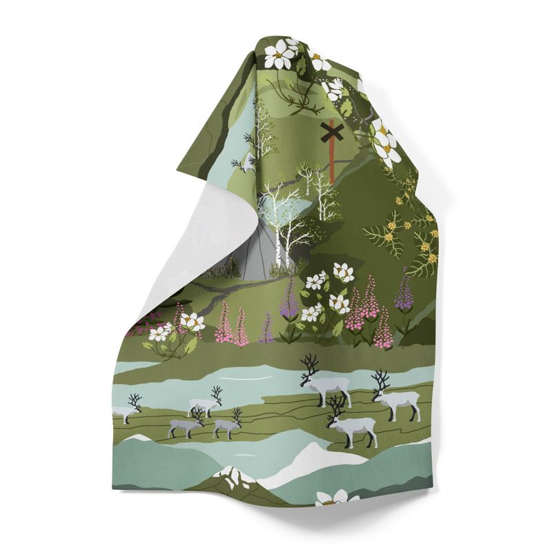 Fjällvandring grön/turkos handduk Arvidssons Textil