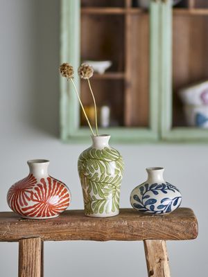 Fauni Vas Grön Stengods Ø13cm Set om 3 Bloomingville Creative