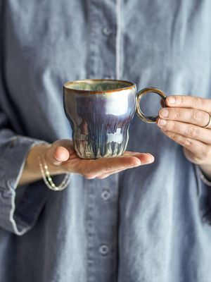 Bloomingville Nigel Kopp, Blå, Stengods Ø9xH9 cm, Set om 4