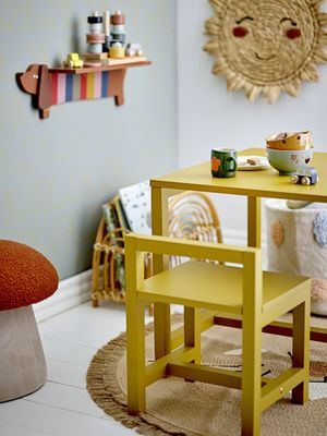 Bloomingville Bertil Puff, Röd, Polyester Ø37xH35 cm