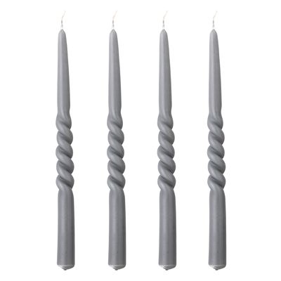 Ljus Grå Paraffin Twist Pack of 4 | Bloomingville
