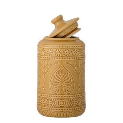 Burk med lock Gul Stengods Rani | Bloomingville