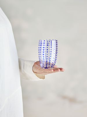 Bloomingville Brinley Dricksglas, Blå, Glas Ø7,5xH11 cm, Set om 4