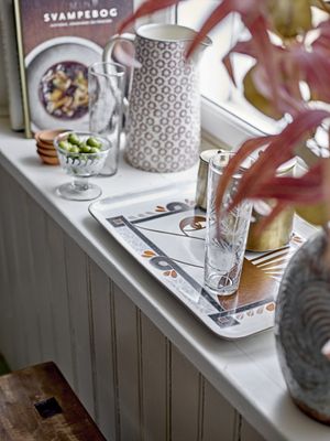 Bloomingville Rudaur Serveringstallrik, Blå, Stengods L37,5xH2xW27 cm