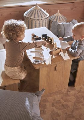 OYOY Cirkuskorg Blå Rotting Set Om 2