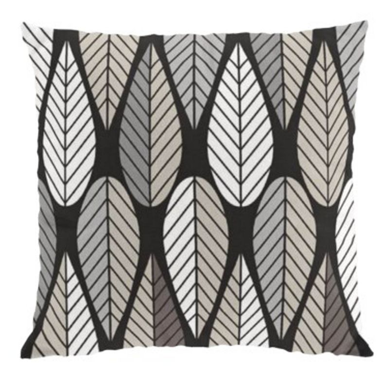 Blader svart kuddfodral Arvidssons Textil
