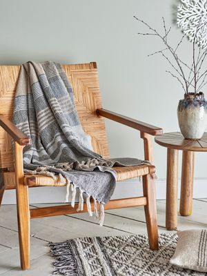 Pläd Blå Återvunnen bomull | Bloomingville Creative