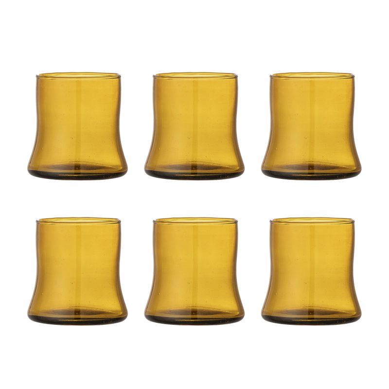 Bloomingville Florentine Dricksglas, Brun, Återvunnet Glas Ø9xH9 cm, Set om 6