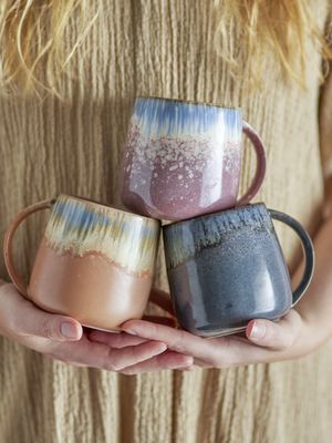 Cloe Mugg Blå Stengods 380 ml Set om 3 Bloomingville Creative
