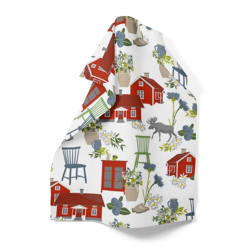 Strövtåg offwhite/röd handduk Arvidssons Textil