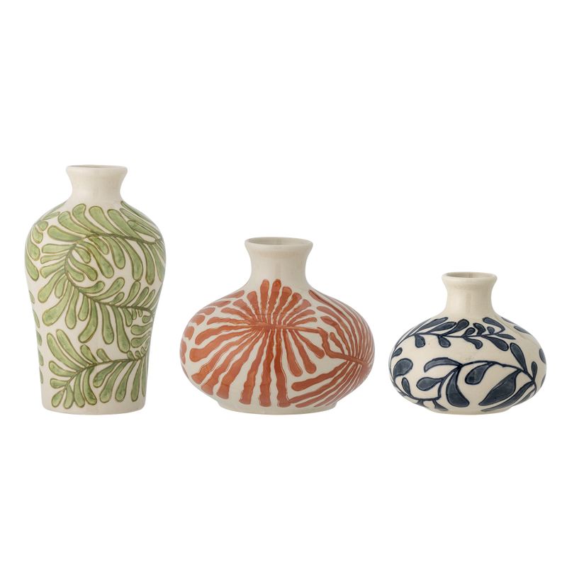 Fauni Vas Grön Stengods Ø13cm Set om 3 Bloomingville Creative