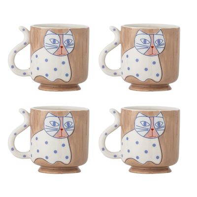 Bloomingville Missy Mugg, Brun, Stengods Ø8,5xH9 cm, Set om 4