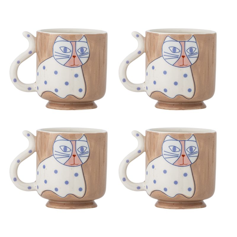 Bloomingville Missy Mugg, Brun, Stengods Ø8,5xH9 cm, Set om 4