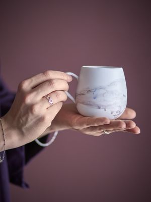 Bloomingville Lyre Kopp, Brun, Stengods Ø8xH8 cm, Set om 4