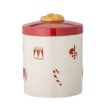 Burk med lock Röd Stengods Yule | Bloomingville