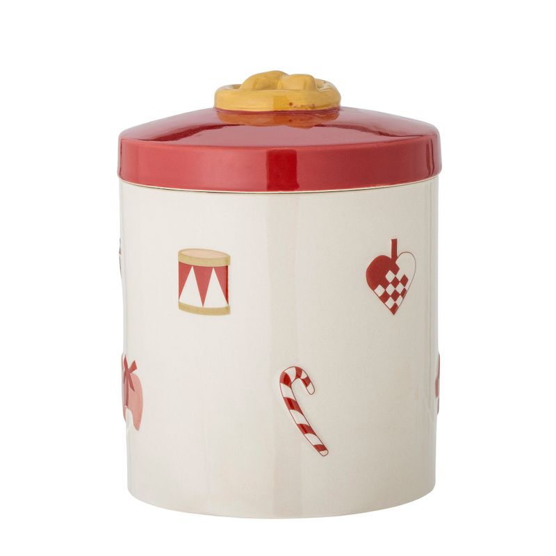 Burk med lock Röd Stengods Yule | Bloomingville
