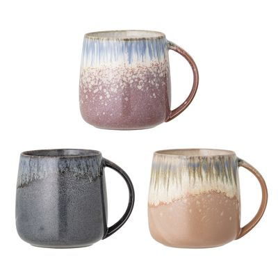 Cloe Mugg Blå Stengods 380 ml Set om 3 Bloomingville Creative