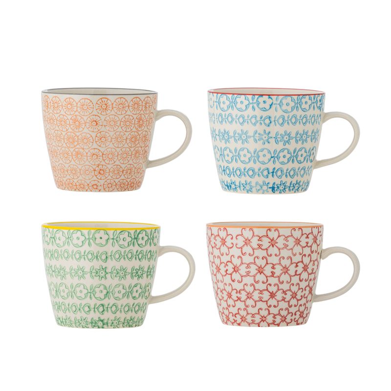 Mugg Röd Stengods Carla 4-pack | Bloomingville