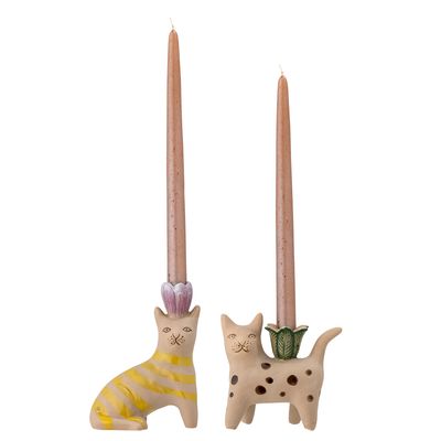 Ljusstake Brun Stengods Mamie Set om 2 | Bloomingville