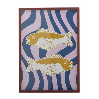 Bloomingville Remy Illustration Med Ram, Rosa, Granträ L50xH70xW2,5 cm