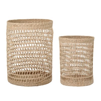 Korg med lock Natur Sjösäv Connie Set om 2 | Bloomingville