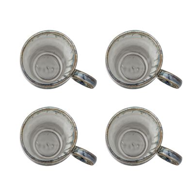 Bloomingville Nigel Kopp, Blå, Stengods Ø9xH9 cm, Set om 4