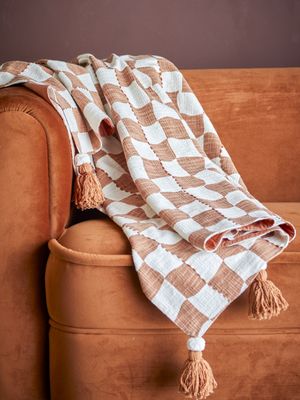 Bloomingville Chola Pläd, Brun, Bomull L150xW130 cm