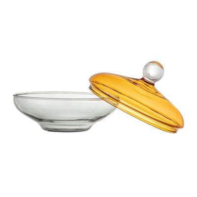 Burk med lock Gul Glas Danni | Bloomingville