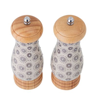 Salt- och pepparkvarn Grå Stengods Elsa Set | Bloomingville