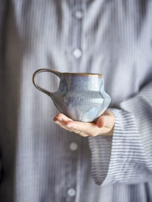 Bloomingville Bessie Mugg, Blå, Stengods Ø10xH9 cm, Set om 4